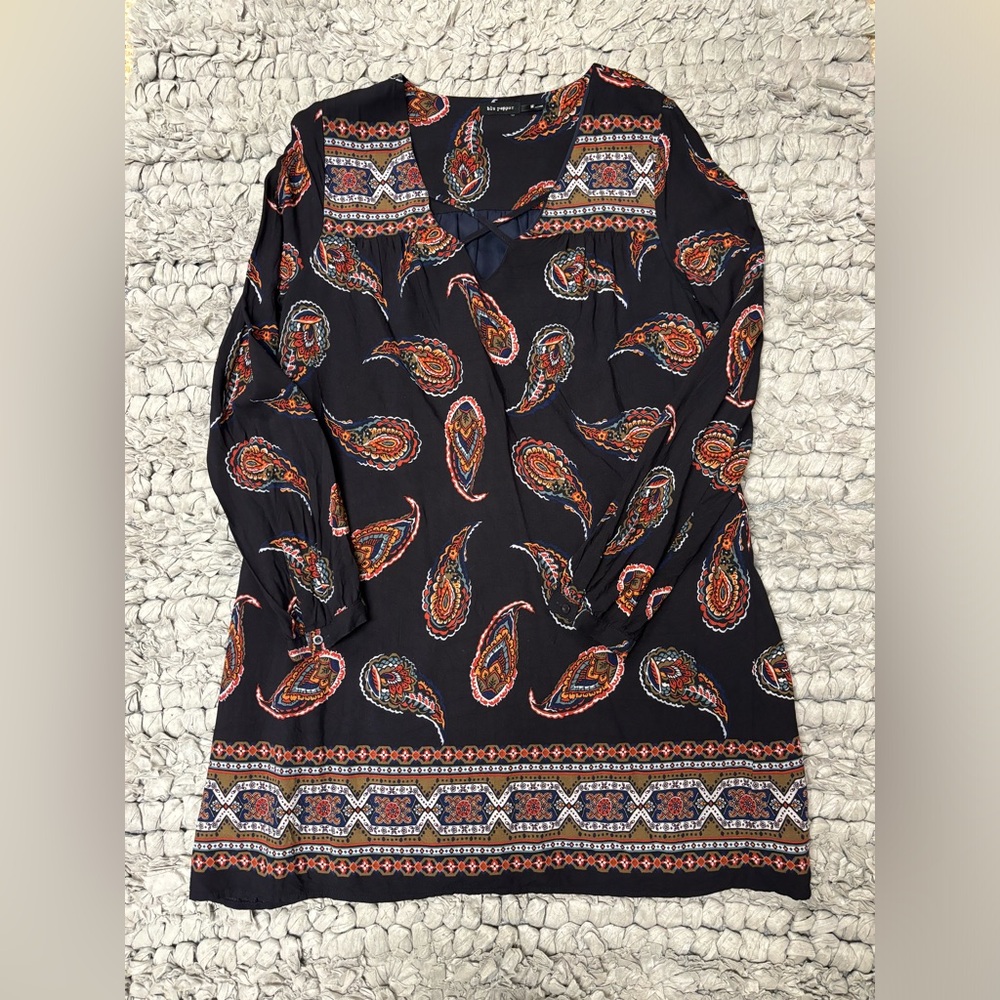 Blu Pepper long sleeve paisley pattern dress